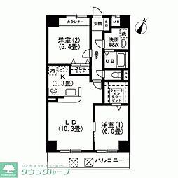 シェルフブラン上馬小泉公園 2LDKの間取図画像