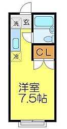 西武新宿線 南大塚駅 徒歩4分の賃貸アパート 1階ワンルームの間取り