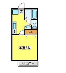 東武越生線 東毛呂駅 徒歩12分の賃貸アパート 1階1Kの間取り