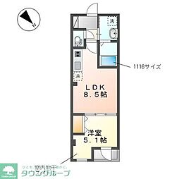 西武新宿線 新狭山駅 徒歩2分の賃貸マンション 3階1LDKの間取り