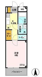 東武東上線 川越駅 徒歩7分の賃貸アパート 3階1Kの間取り