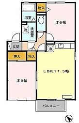 東武東上線 新河岸駅 徒歩13分の賃貸アパート 2階2LDKの間取り