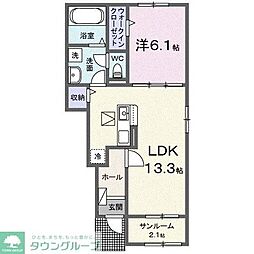 東武東上線 小川町駅 徒歩21分の賃貸アパート 1階1LDKの間取り