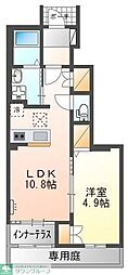 JR川越線 武蔵高萩駅 徒歩11分の賃貸アパート 1階1LDKの間取り