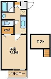 東武越生線 一本松駅 徒歩5分の賃貸アパート 2階1Kの間取り
