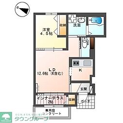 東武越生線 武州唐沢駅 徒歩8分の賃貸アパート 1階1LDKの間取り