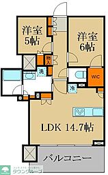 西武新宿線 本川越駅 徒歩2分の賃貸マンション 3階2LDKの間取り