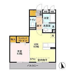 東武東上線 川越駅 徒歩14分の賃貸アパート 2階1LDKの間取り