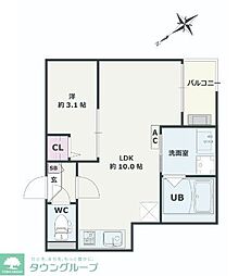 東武東上線 北坂戸駅 徒歩11分の賃貸アパート 1階1LDKの間取り