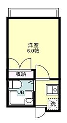 東武東上線 みずほ台駅 徒歩4分の賃貸マンション 2階1Kの間取り