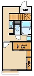 西武池袋線 飯能駅 徒歩9分の賃貸アパート 2階1Kの間取り