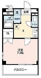 東武東上線 新河岸駅 徒歩11分の賃貸マンション 3階1Kの間取り