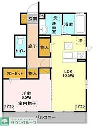 東武東上線 鶴瀬駅 徒歩15分の賃貸アパート 1階1LDKの間取り