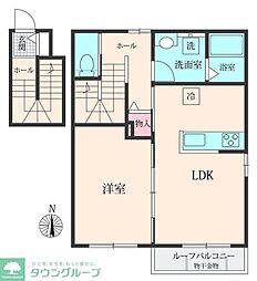川越市大字上戸アパート 1LDKの間取図画像