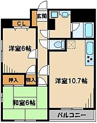 豊栄ビル 2LDKの間取図画像