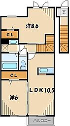 ラ・グラシューズA 2LDKの間取図画像