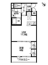 リーブルファイン鶴ヶ島 1LDKの間取図画像