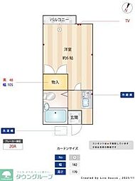 キャトルセゾンわかば ワンルームの間取図画像