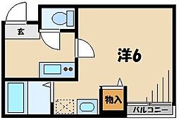 YKハウス 1Kの間取図画像