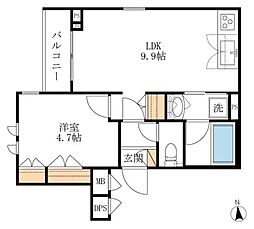 MaisonTI3 1LDKの間取図画像