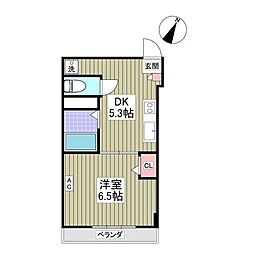 フェリオ毛呂山 1DKの間取図画像