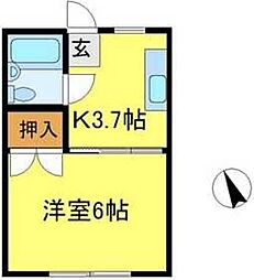 吉岡コーポ 1Kの間取図画像