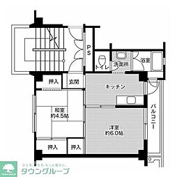 ビレッジハウス毛呂山1号棟 2Kの間取図画像
