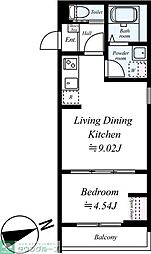 坂戸市日の出町アパート 1LDKの間取図画像