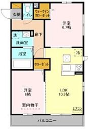 サンクレールA 2LDKの間取図画像