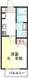ラ・クール川越南大塚 1Kの間取図画像