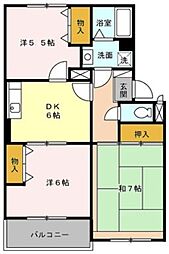 メゾンクレール 3DKの間取図画像