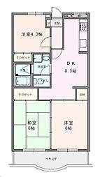 グリーンタウン鶴ヶ島 3DKの間取図画像