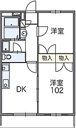 レオパレスゴールド・レジデンスソフィアA 2DKの間取図画像