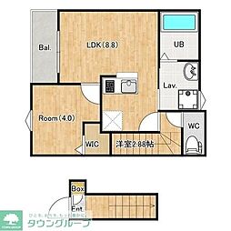 川越市大字大袋新田アパート 1LDKの間取図画像