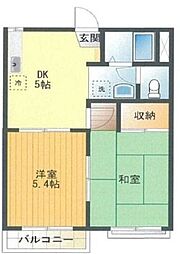 グリーンハイツ 2DKの間取図画像