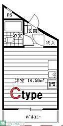 スタジオ羽衣 ワンルームの間取図画像