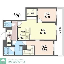 セントリビエ南平 2LDKの間取図画像