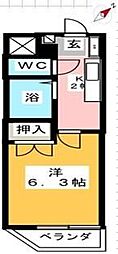ホワイトウィング東浅川 1Kの間取図画像