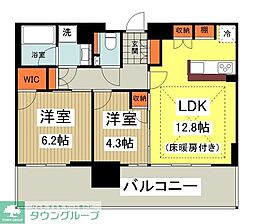 シティタワー八王子フレシア 2LDKの間取図画像