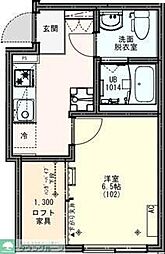 八王子市寺町アパート 1Kの間取図画像
