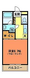 エスペランサ 1Kの間取図画像