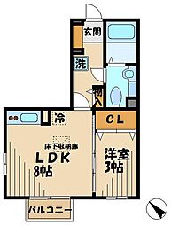 B-クレセント 1LDKの間取図画像