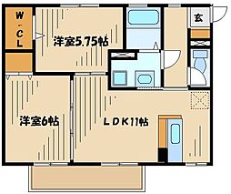 カーサベルデA 2LDKの間取図画像
