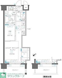 ZOOM立川CinemaSite 1LDKの間取図画像