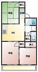 メゾン栗の沢 2階3DKの間取り