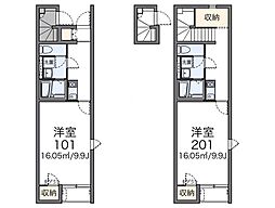 レオネクストサティI 1階1Kの間取り