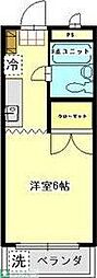 サンハイツ越野 2階1Kの間取り