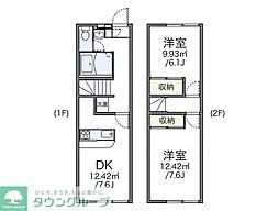レオパレス東 1階2DKの間取り