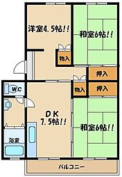 西武百草園団地 5階3LDKの間取り