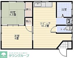 コーポ山際 1階2DKの間取り